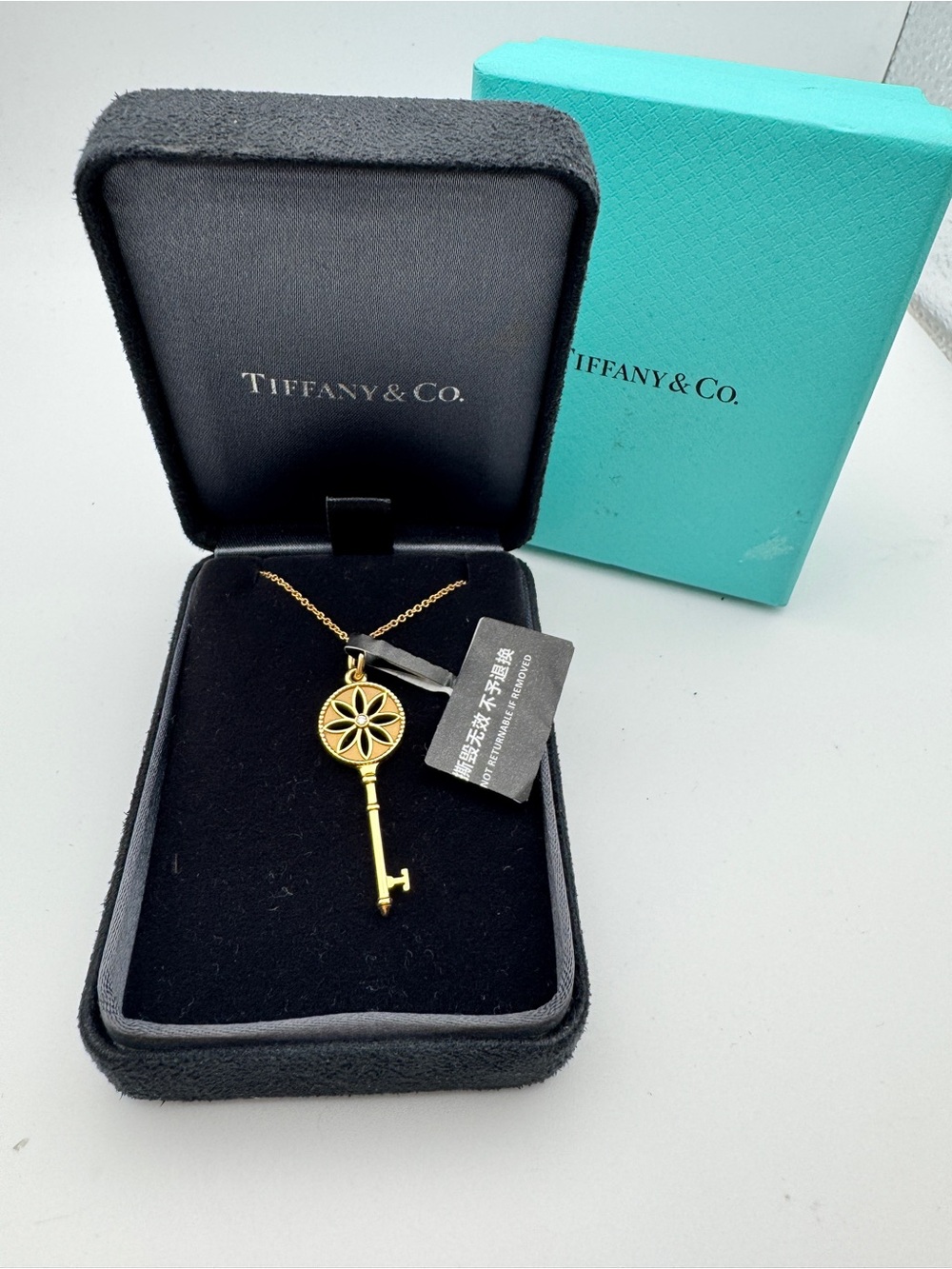Tiffany & Co. 18K Gold Diamond Daisy Key Pendant